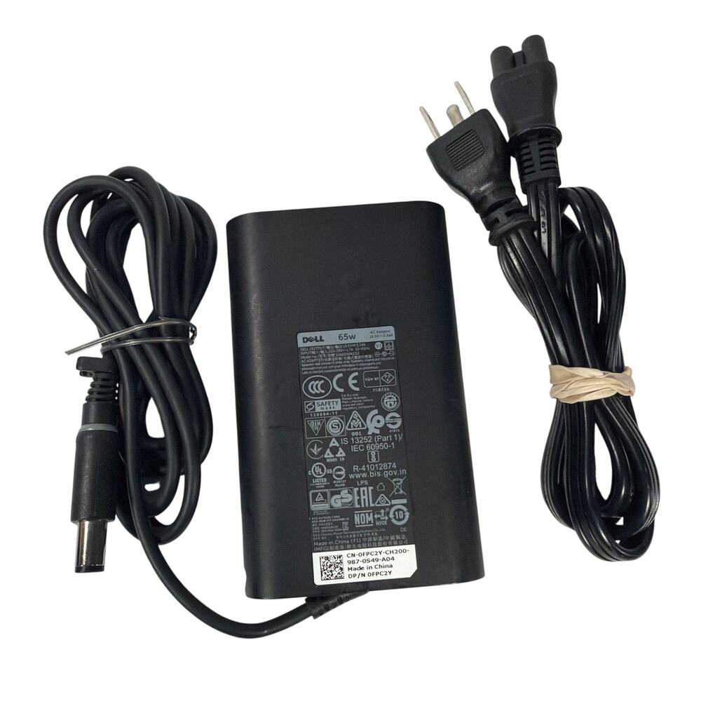 Dell 65W Laptop AC Adapter Charger HA65NM130 0FPC2Y 19.5V 3.34A with Power Cord